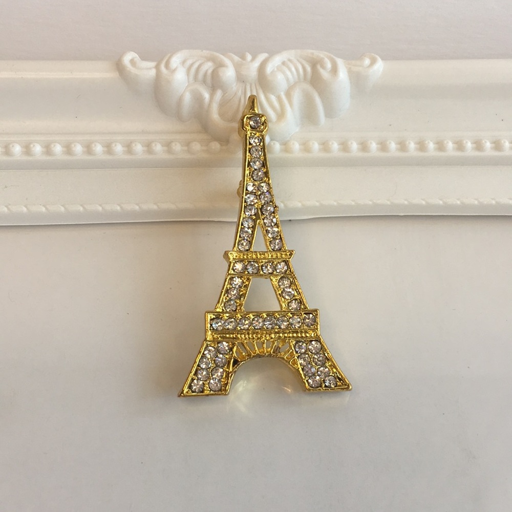 New Gold Eiffel tower of Paris Pin, Brooch & Pendant. I❤️Emily in Paris!